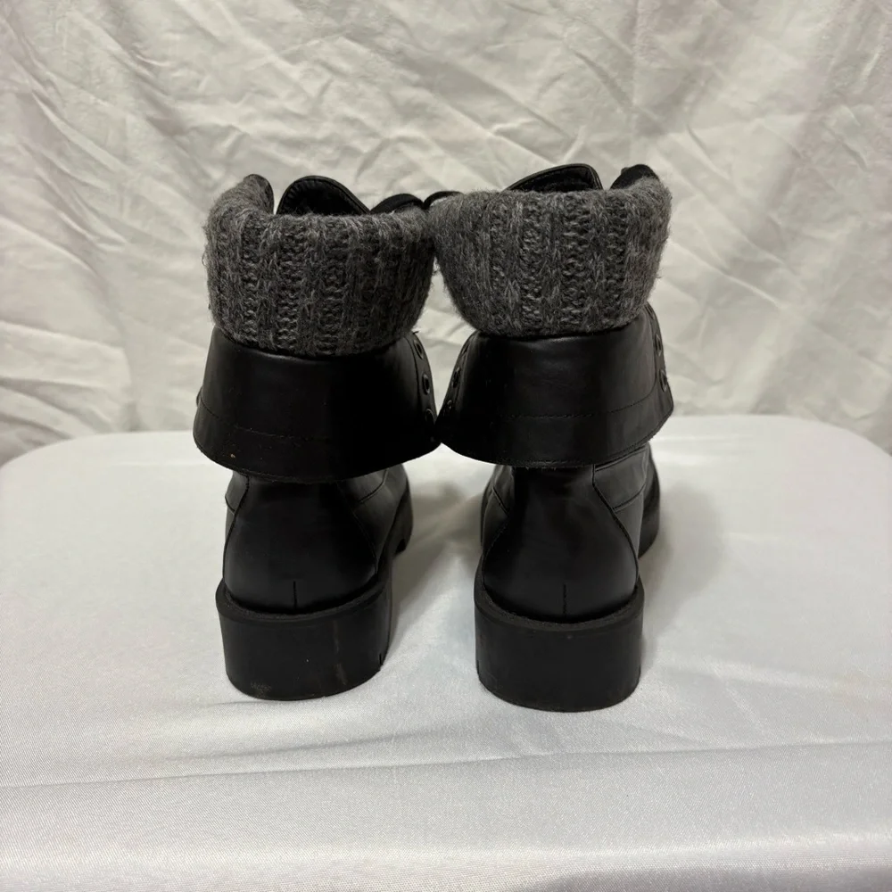 MIA Nicolas black combat boots with a knit cuff. - Picture 3 of 10